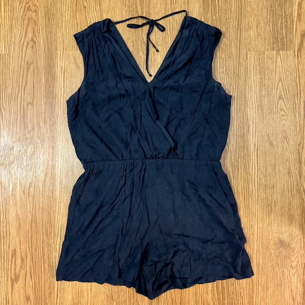 Loft Floral Jacquard Romper with Pockets